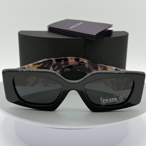 Prada SPR 15Y Sunglasses 1AB-5S0 Black Pink Havana Gray Lenses 51mm 21 140 READ - Picture 1 of 14